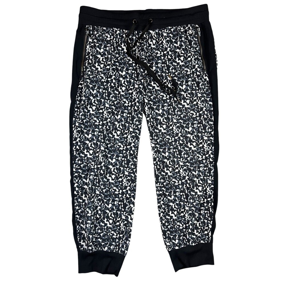 Gap Fit Lightweight Crop Jogger  Women's Size S  Black Print Zip Pockets Stretch